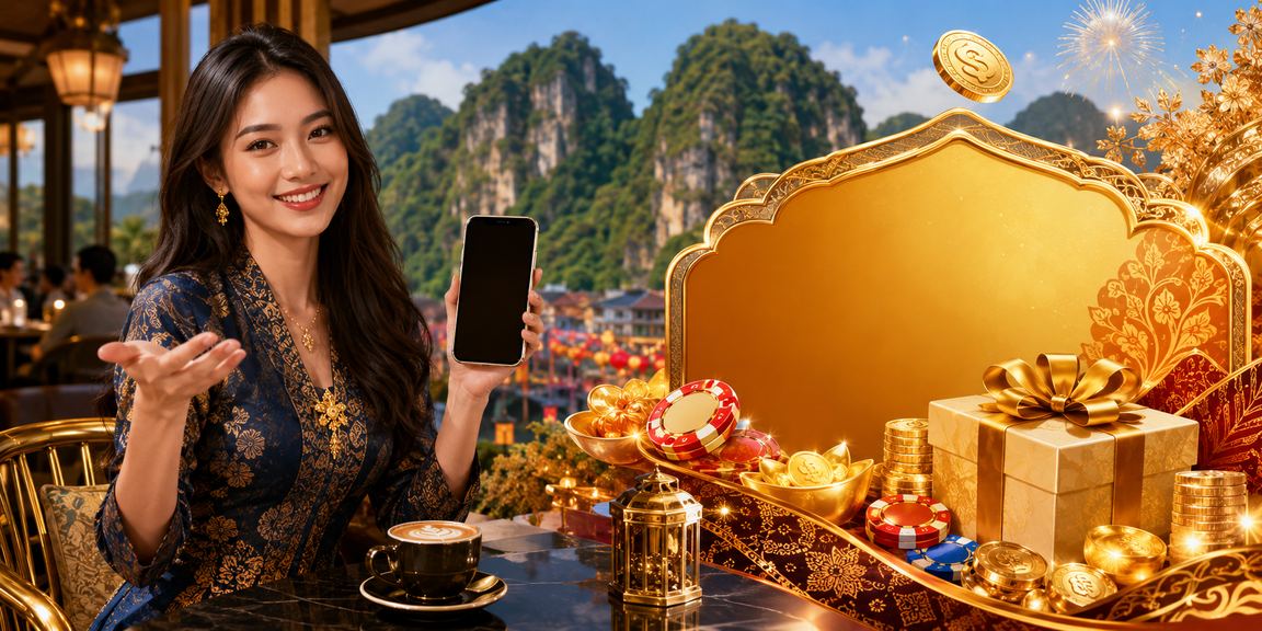 Pemain menggunakan telefon mudah alih untuk bermain kasino Ipoh corak batik